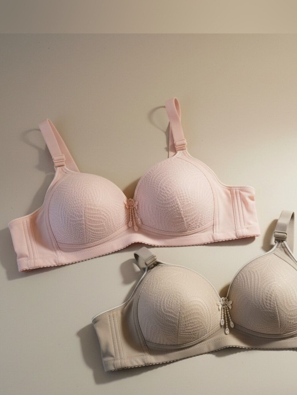 Everyday Smooth Lace T-Shirt Bra - Light Pink & Beige Size XXL